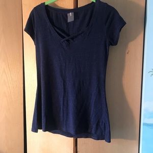 Calia Blue Crisscross Heathered Tee Sz Small